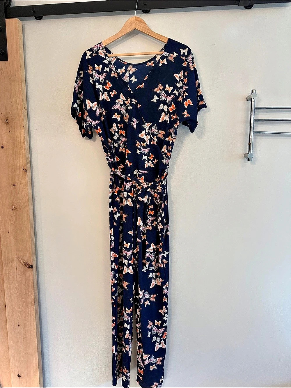 Molly Bracken Fly Away V-Neck Jumpsuit Blue & Orange Large In Great Condition